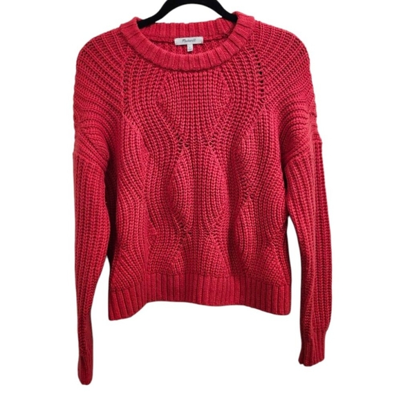 Madewell Cable Knit Sweater Womens Small Red Crewneck Alpaca Wool Blend … - Picture 6 of 13